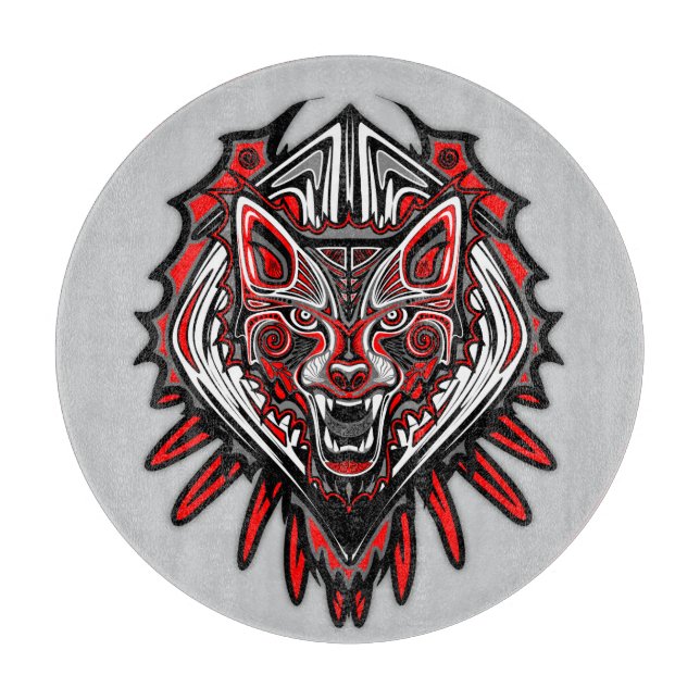 Wolf-Haida-Stammes-Totem-Design Schneidebrett (Vorderseite)