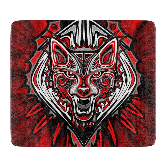 Wolf Haida-Stammes-Totem-Design Schneidebrett (Vorderseite)