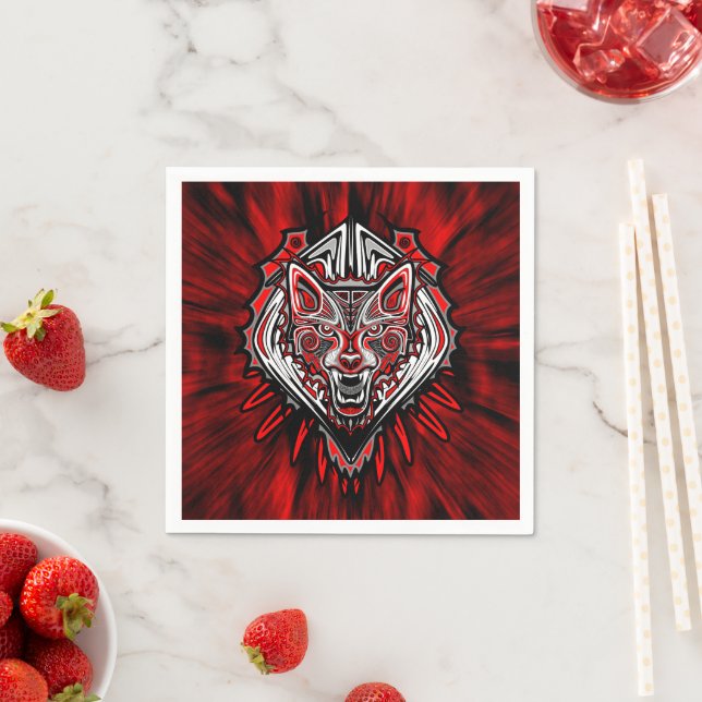 Wolf Haida-Stammes-Totem-Design Serviette (Beispiel)