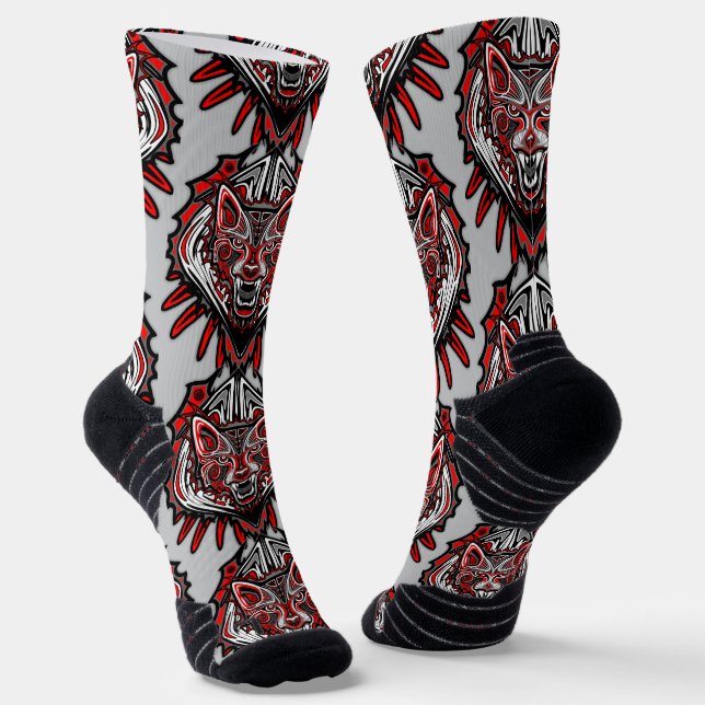 Wolf Haida-Stammes-Totem-Design Socken (Gewinkelt)