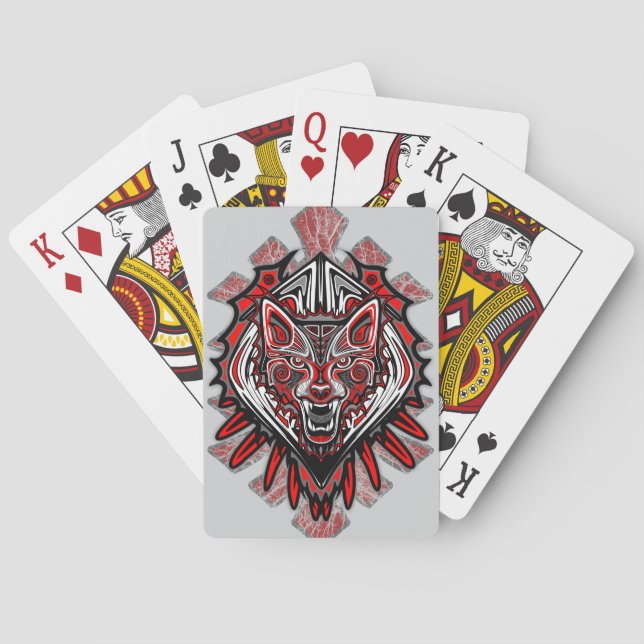 Wolf-Haida-Stammes-Totem-Design Spielkarten (Rückseite)
