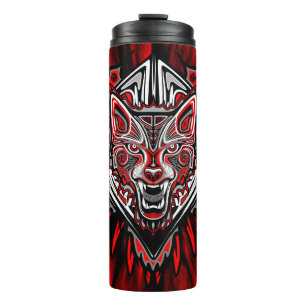 Wolf-Haida-Stammes-Totem-Design Thermosbecher