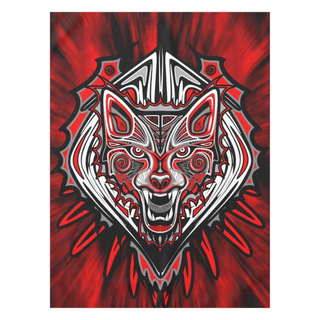 Wolf-Haida-Stammes-Totem-Design Tischdecke (Vorderseite)