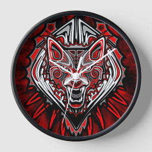 Wolf-Haida-Stammes-Totem-Design Uhr