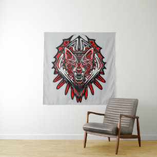 Wolf-Haida-Stammes-Totem-Design Wandteppich