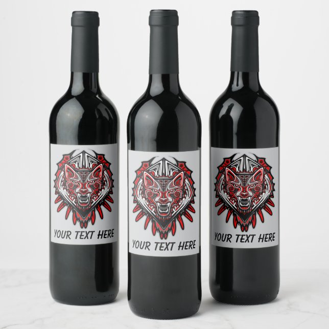 Wolf-Haida-Stammes-Totem-Design Weinetikett (Flaschen)