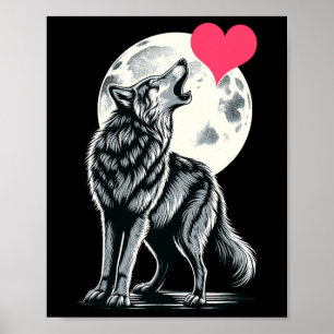 Wolf hält Herz Valentinstag Süße Wölfe Val Poster