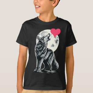Wolf hält Herz Valentinstag Süße Wölfe Val T-Shirt