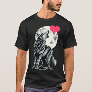 Wolf hält Herz Valentinstag Süße Wölfe Val T-Shirt