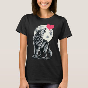 Wolf hält Valentinstag Herz Süße Wölfe Val T-Shirt