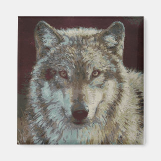 Wolf handbemalt magnet