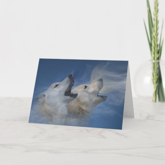 Wolf Happy Birthday Howling Good Time Card Karte (Vorderseite)