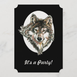 Wolf Head Animal Birthday Custom Invite Einladung