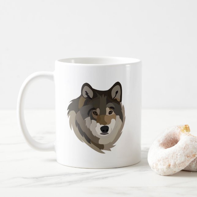 Wolf Head Animal Gray Wild Wolf Kaffeetasse (Mit Donut)