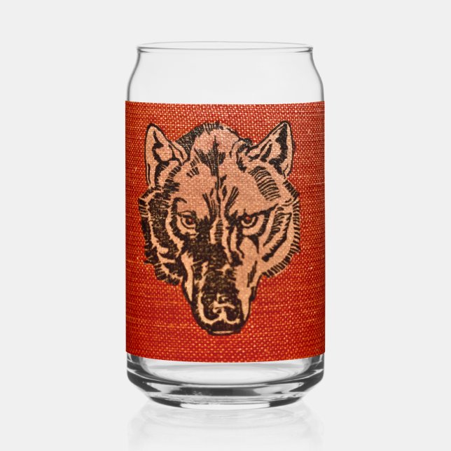 Wolf Head auf Red Beer Can Dosenglas (Vorderseite)
