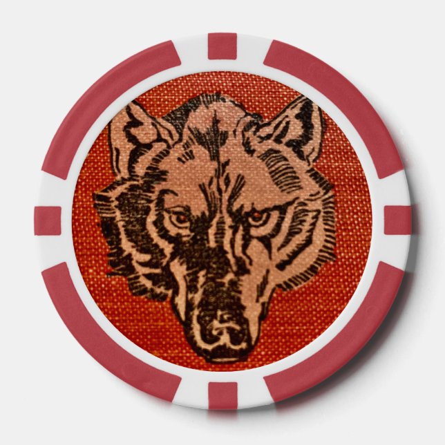 Wolf Head auf Red Poker Chips (Vorderseite)