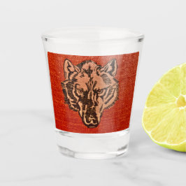 Wolf Head auf Red Shot Glass Schnapsglas