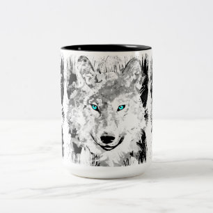 Wolf Head Coffee Cup   Grauer Wolf Zeichnend Tasse