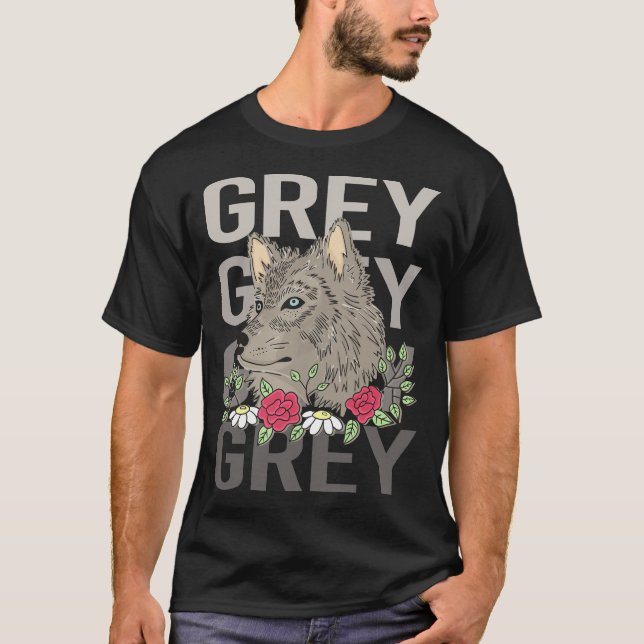 Wolf Head - Grauer Name T-Shirt (Vorderseite)