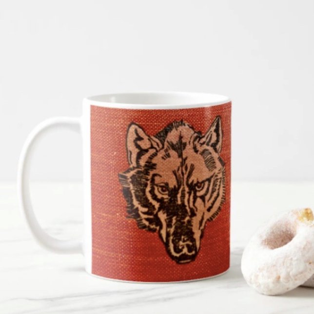 Wolf Head in der Roten Tasse (Wolf Head on Red  Design mug available in 11 oz & 15 oz. Microwave and dishwasher safe. )