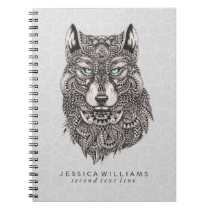 Wolf Head Intricate Illustration Notizblock