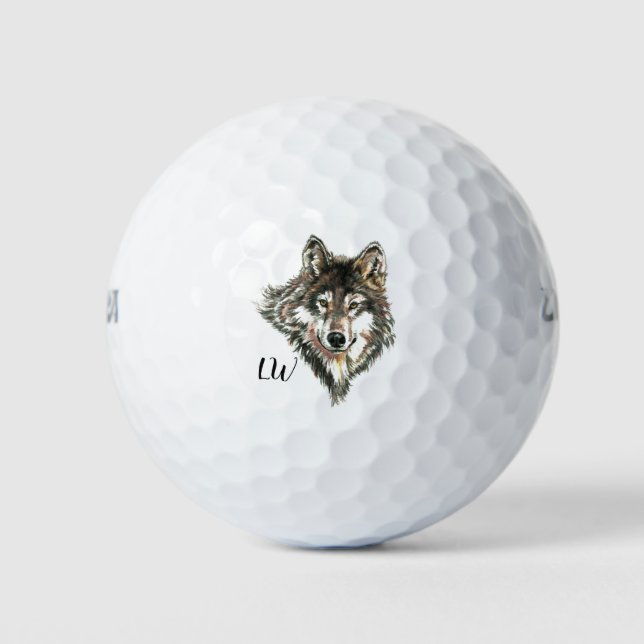 Wolf Head Logo Monogram Art Golfball (Vorderseite)