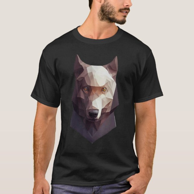 Wolf Head Low Poly Polygon Wolves Geometric T-Shirt (Vorderseite)