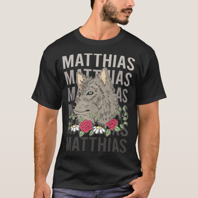 Wolf Head - Matthias Name T-Shirt (Vorderseite)