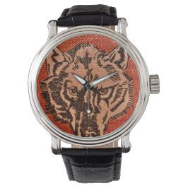 Wolf Head on Red Armbanduhr
