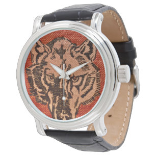 Wolf Head on Red Armbanduhr