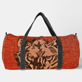 Wolf Head on Red  Duffle Bag