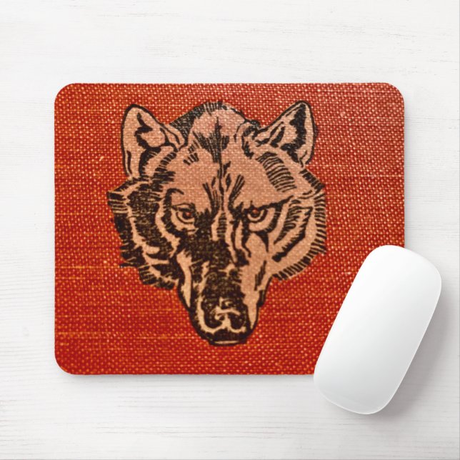 Wolf Head on Red Mousepad (Mit Mouse)