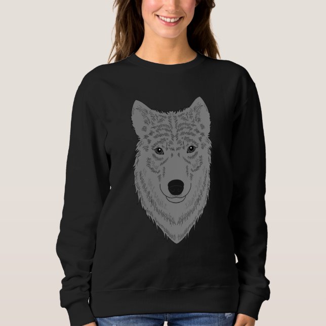 Wolf head predator face imprint with wild animal   sweatshirt (Vorderseite)
