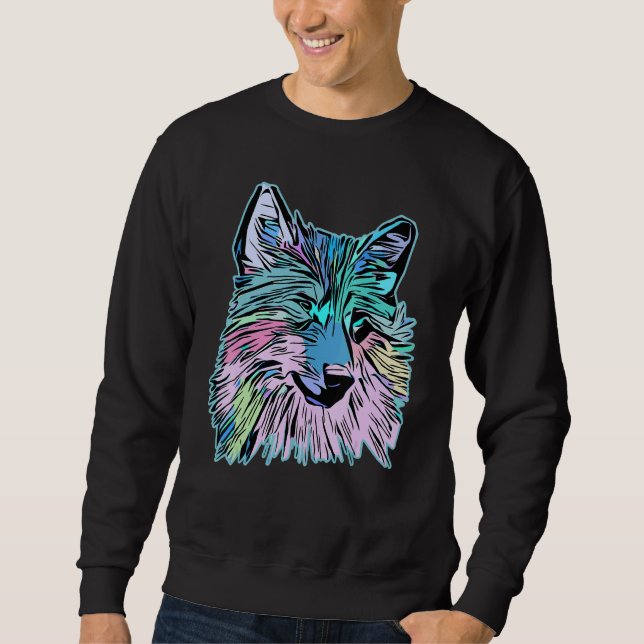 Wolf head predator face imprint with wild animal sweatshirt (Vorderseite)