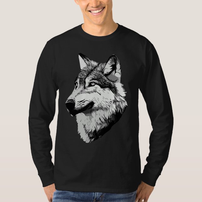 Wolf head predator face imprint with wild animal   T-Shirt (Vorderseite)