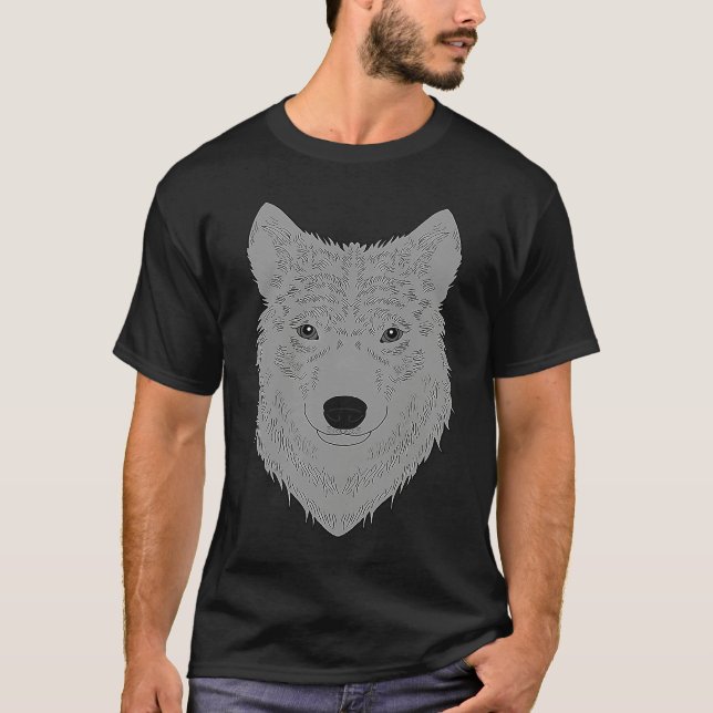 Wolf head predator face imprint with wild animal   T-Shirt (Vorderseite)