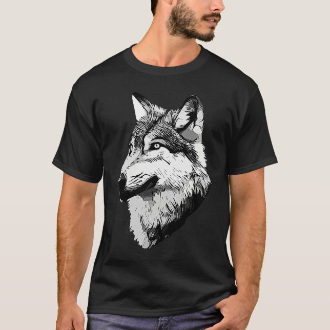 Wolf head predator face imprint with wild animal   T-Shirt (Vorderseite)