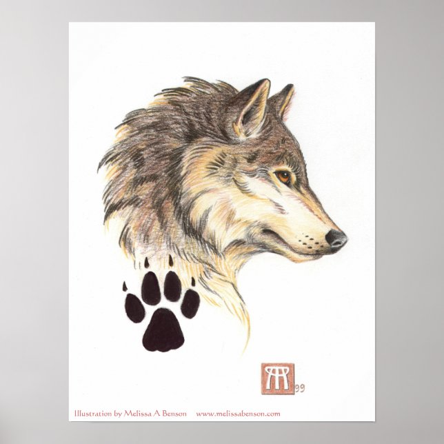 Wolf Head Profil drucken Poster (Vorne)