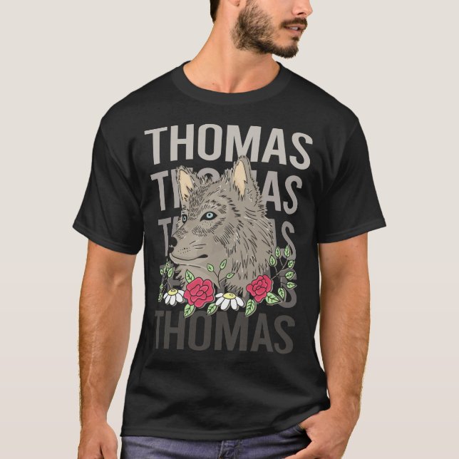 Wolf Head - Thomas Name T-Shirt (Vorderseite)