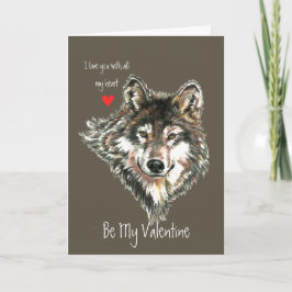 Wolf Head Valentine Liebe my Heart Wildlife Animal Feiertagskarte