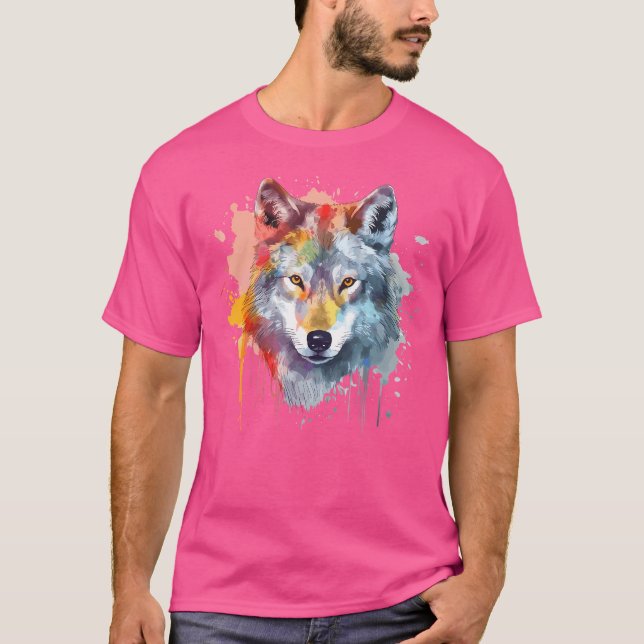 Wolf Head Watercolor T-Shirt (Vorderseite)
