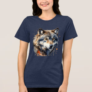 Wolf Head Wildlife Nature Art Animal Tri-Blend Shirt