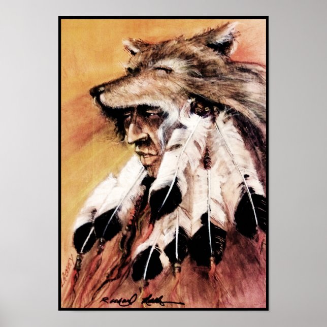 Wolf Headdress Canvas Print Poster (Vorne)