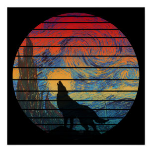 WOLF HEULEN ABSTRAKTER STIL POSTER