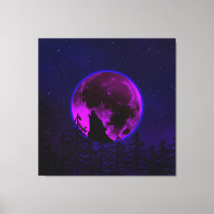 WOLF HEULENDER MOND MAGENTA LEINWANDDRUCK