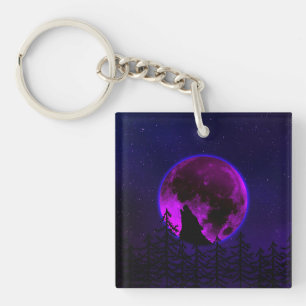 WOLF HEULENDER MOND MAGENTA SCHLÜSSELANHÄNGER