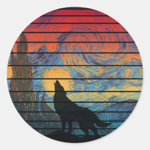WOLF HEULT ABSTRAKTER STIL RUNDER AUFKLEBER