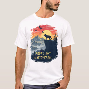 Wolf heult allein auf dem Mond, aber unaufhaltsam T-Shirt