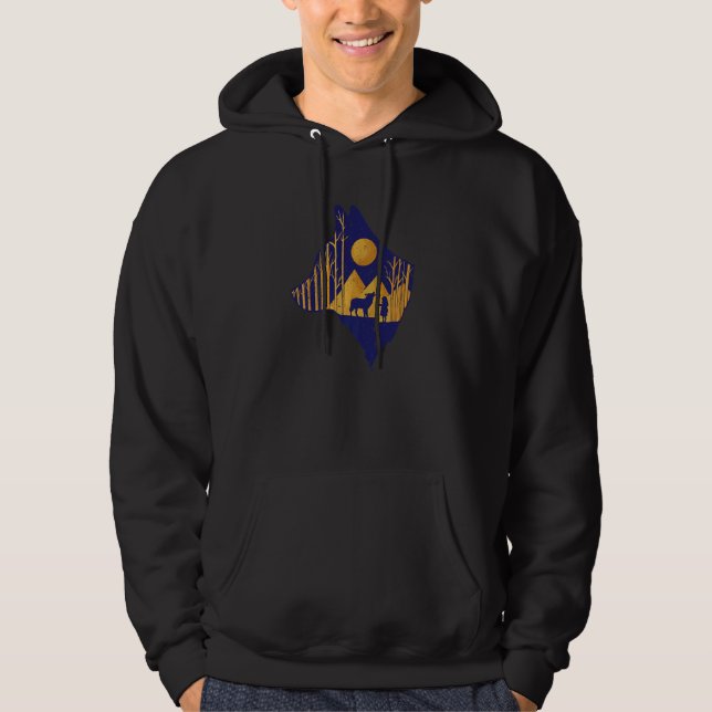 Wolf heult am Mond Bergwölfe Tier Fa Hoodie (Vorderseite)