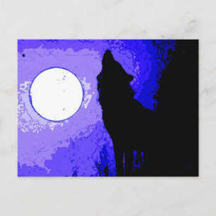 Wolf heult am Mond Postkarte